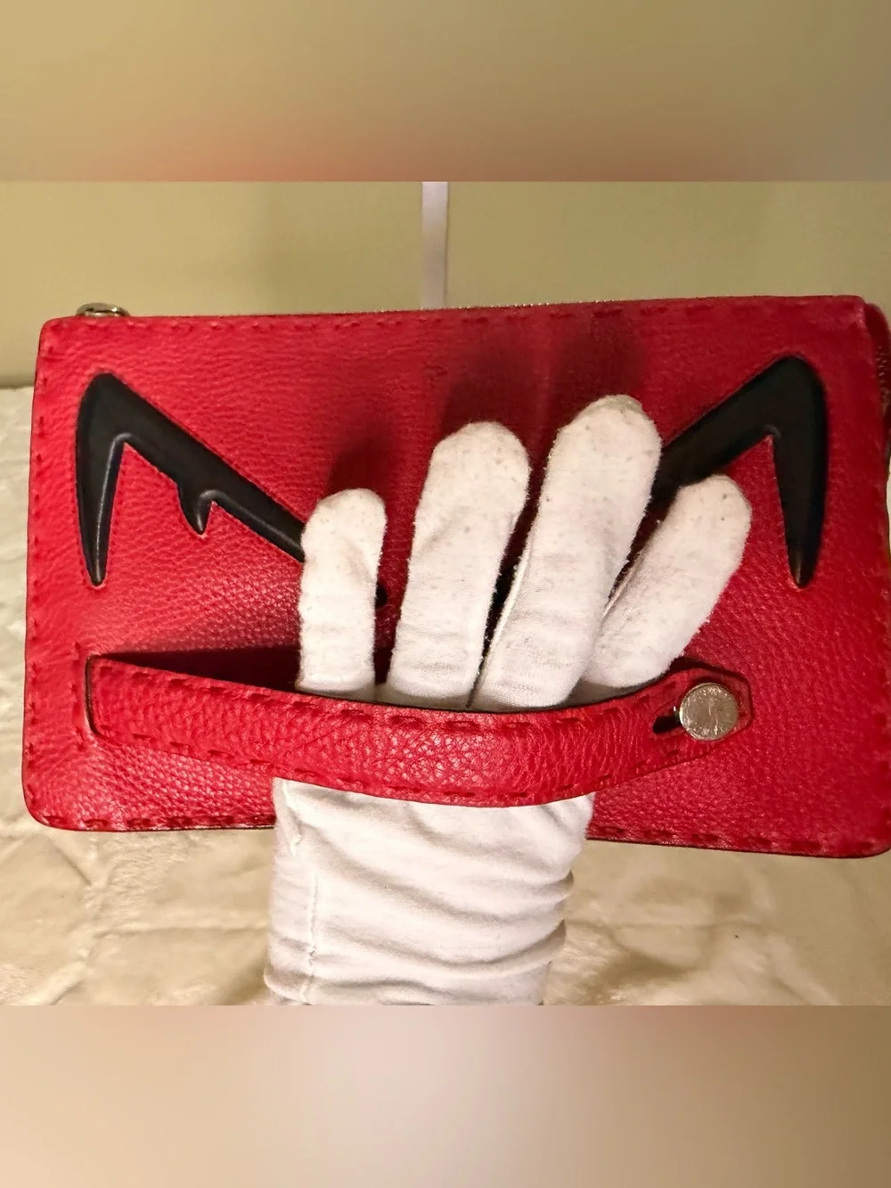 Fendi Monster Eye Clutch in Red
